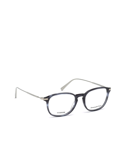

Ermenegildo Zegna Men Blue & Transparent Lens Full Rim Oval Frames