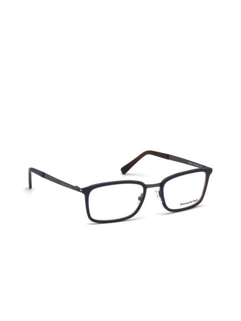 

Ermenegildo Zegna Men Transparent & Navy Blue Full Rim Rectangle Frames