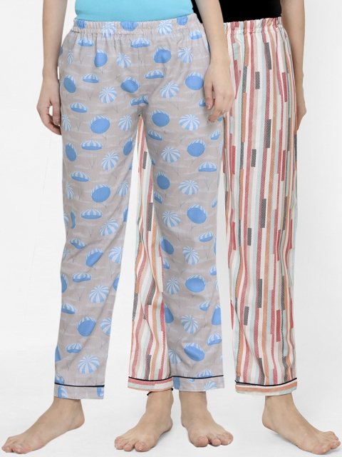 

FashionRack Pack Of 2 Women Printed Lounge Pants, Multi
