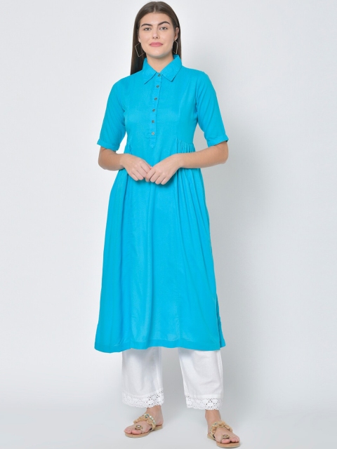 

Pistaa Women Turquoise Blue Kurta