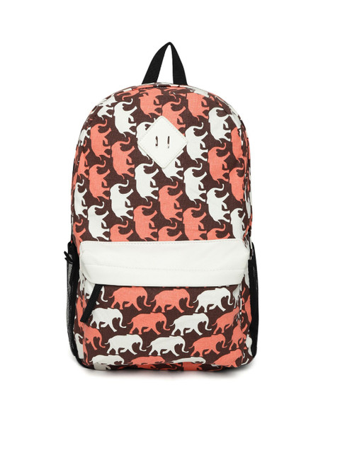 

Kids On Board Kids Brown & White Elephant Printed Backpack