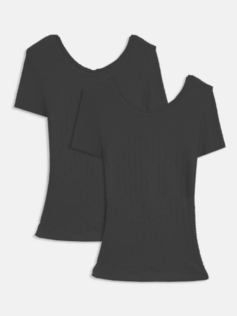 

Kanvin Girls Pack Of 2 Solid Thermal Tops, Black