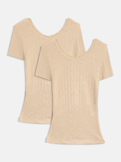 

Kanvin Girls Pack Of 2 Beige Solid Thermal Tops