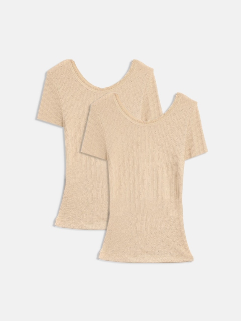 

Kanvin Girls Pack Of 2 Beige Solid Thermal Tops