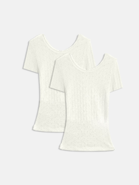

Kanvin Girls Pack Of 2 Off-White Solid Thermal Tops