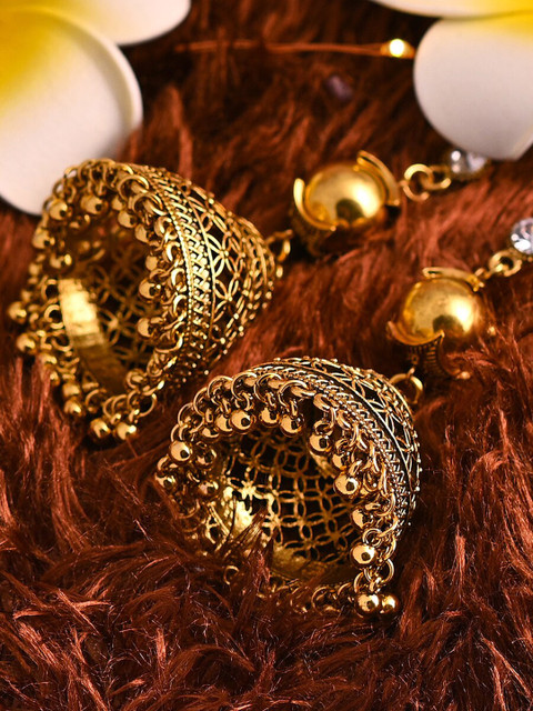 

Jewelz Gold-Toned Contemporary Jhumkas Earrings