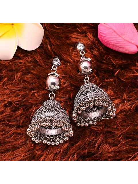 

Jewelz Silver-Toned Contemporary Jhumkas Earrings