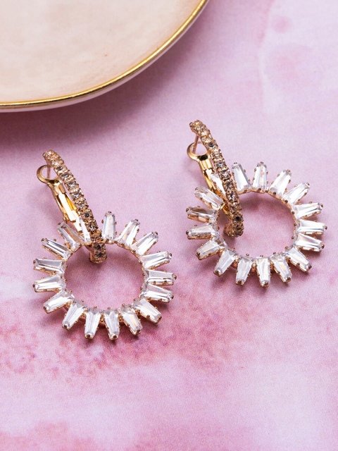 

Jewelz Gold-Plated & White Contemporary Hoop Earrings