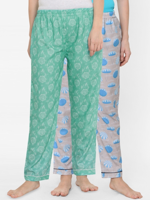 

FashionRack Woman Pack of 2 Grey & Cream Print Lounge Pants, Green