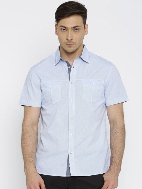 

Celio Men Blue Regular Fit Striped Casual Shirt