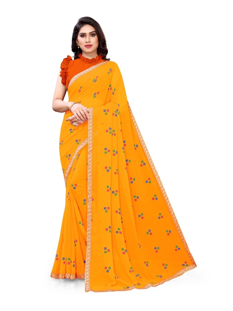 

KALINI Women Mustard Printed Georgette Sarees