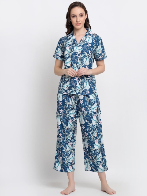 

DIVA WALK EXCLUSIVE Women Navy Blue & Pink Printed Night suit