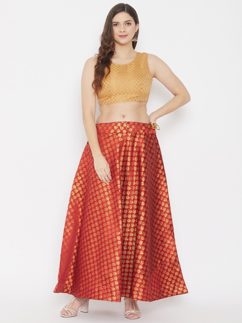 

TULIP 21 Gold-Toned & Red Ready to Wear Lehenga