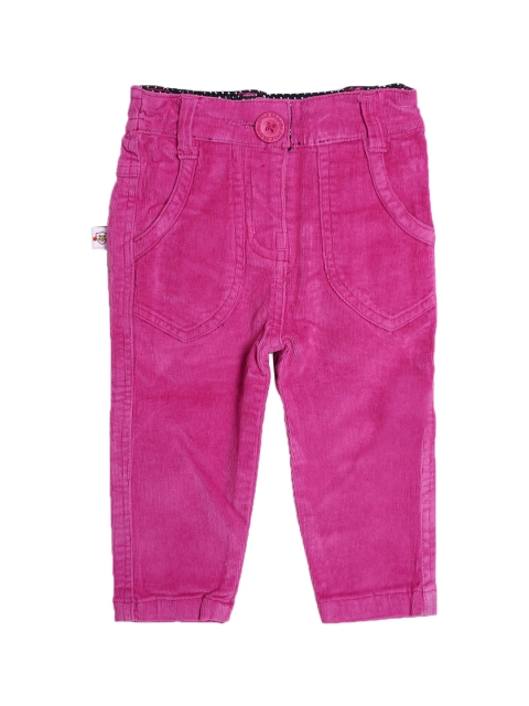 

612 league Girls Fuchsia Slim Fit Corduroy Trousers