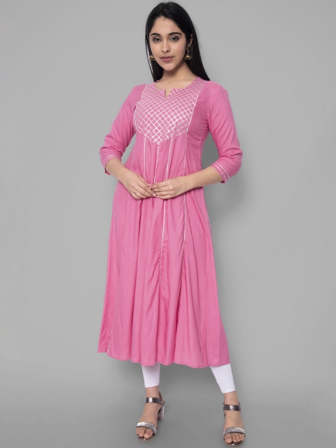 

KALINI Women Pink Yoke Design Gotta Patti Anarkali Kurta