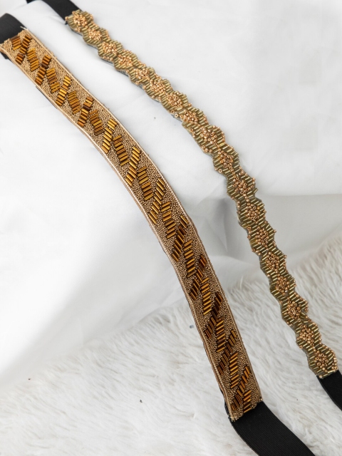 

DEEBACO Women Set Of 2 Gold-Toned Embellished Belt