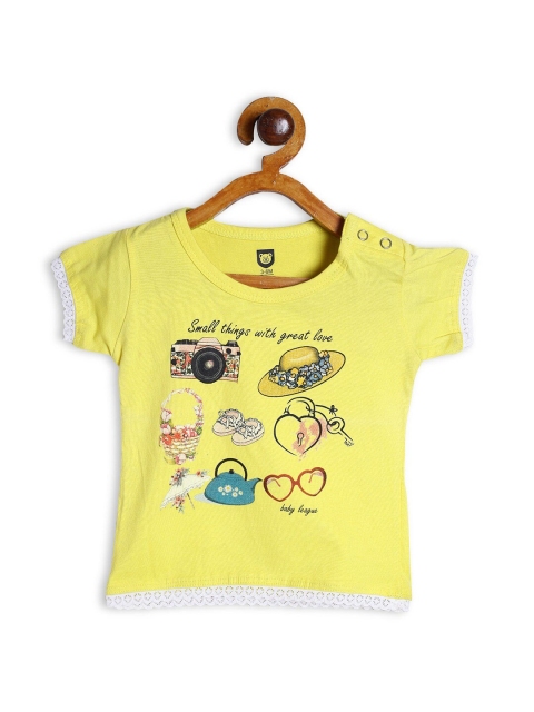 

612 league Girls Yellow Printed Top