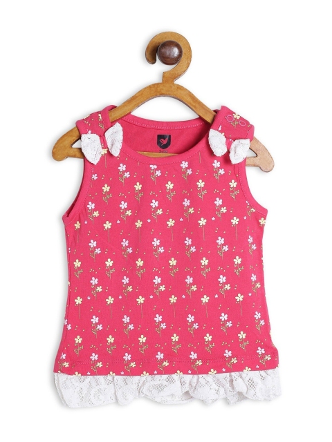 

612 league Pink & White Floral Print Pure Cotton Top