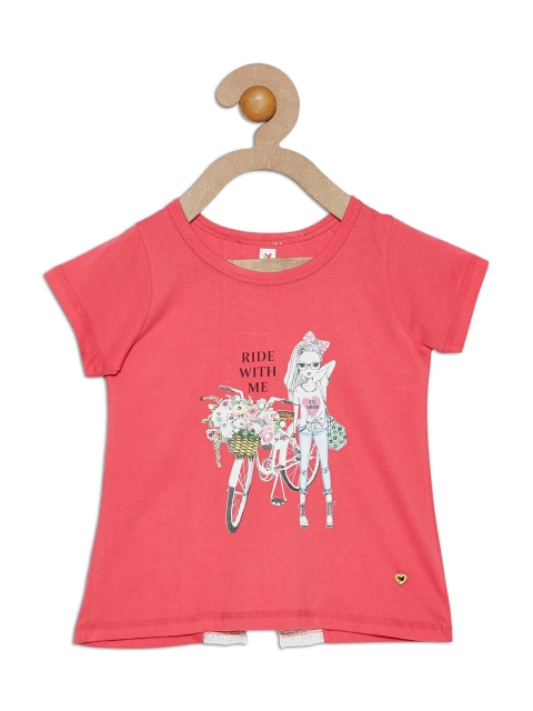 

612 league Girls Coral Graphic Printed Top