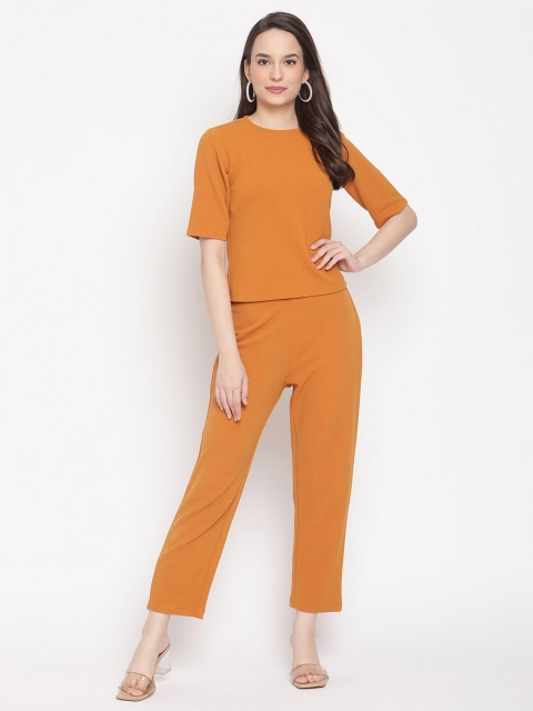 

Zima Leto Women Mustard Yellow Tonal Top & Pant Set