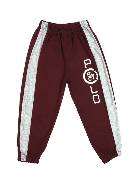 

CREMLIN CLOTHING Boys Maroon Colourblocked Cotton Joggers