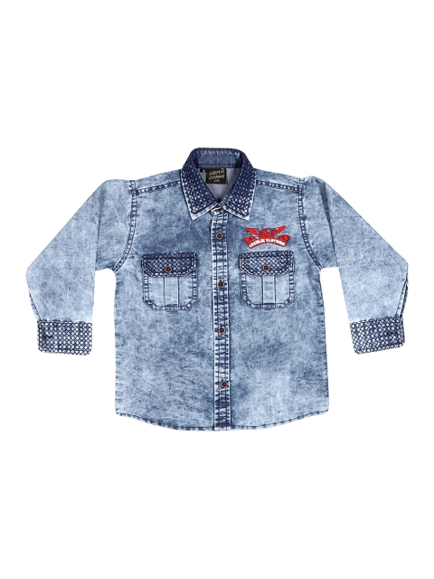 

CREMLIN CLOTHING Boys Blue Faded Denim Casual Shirt