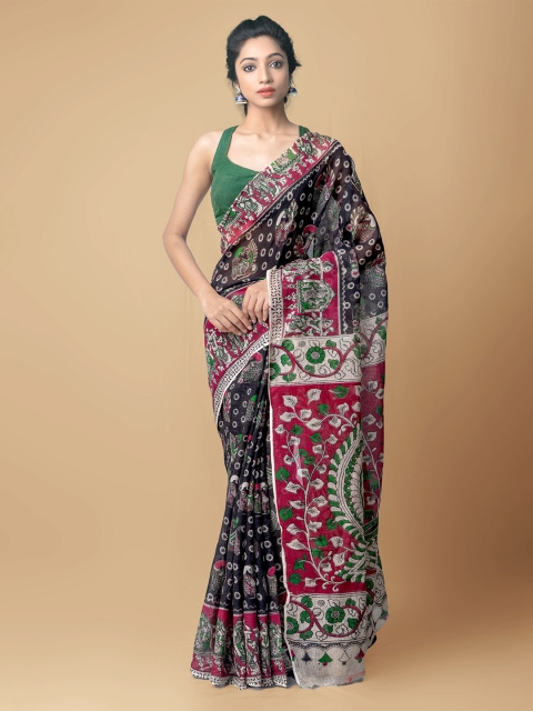 

Unnati Silks Black & Maroon Kalamkari Pure Cotton Kota Saree