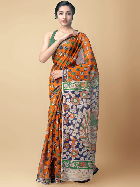 

Unnati Silks Women Orange Printed