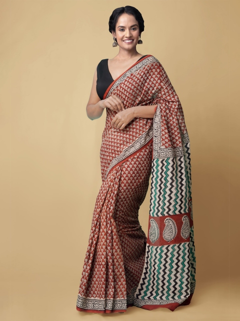 

Unnati Silks Beige & Cream-Coloured Ethnic Motifs Pure Cotton Kota Saree