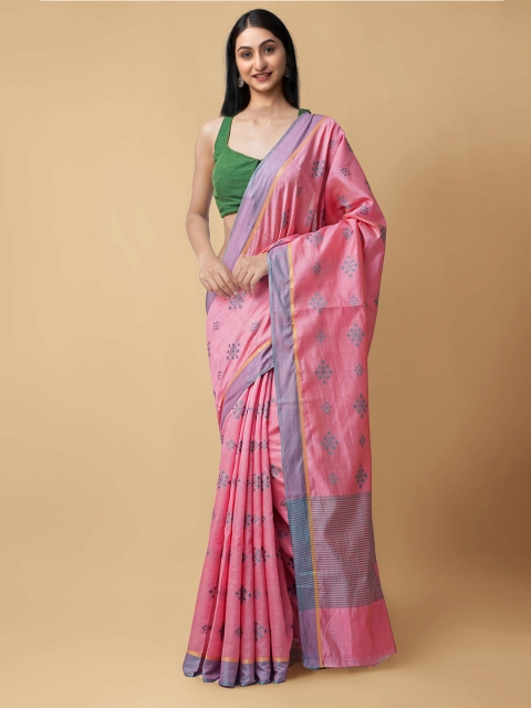 

Unnati Silks Pink & Purple Silk Cotton Kanjeevaram Saree