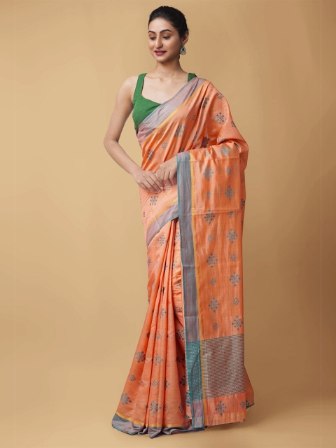 

Unnati Silks Women Orange Woven Design