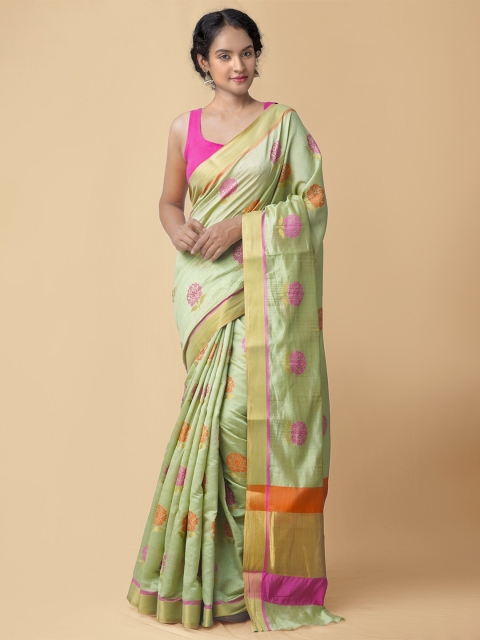 

Unnati Silks Women Green Woven Design
