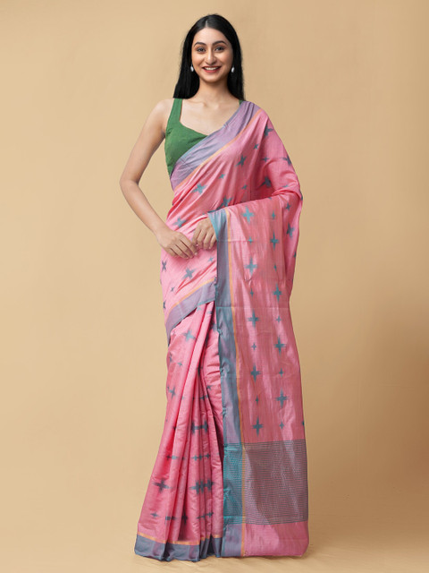 

Unnati Silks Pink Woven Design Silk Cotton Kanjeevaram Saree