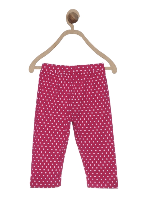 

612 league Infant Girls Fuchsia Pink & White Printed Cotton Leggings