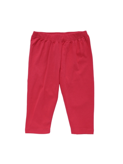 

612 league Girls Red Solid Cotton Three Fourth Length Leggings
