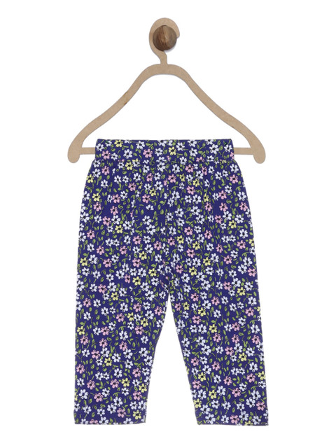 

612 league Infant Girls Blue & White Printed Cotton Leggings