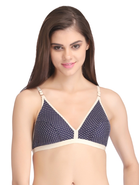 

Clovia Navy Polka Dot Print Full-Coverage Bra BR0736P0840B, Navy blue