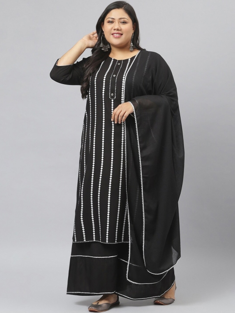 

Stylum Women Black Striped Kurta with Palazzos & With Dupatta