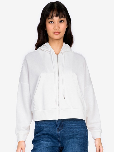 

ZALORA BASICS Women White Hooded Sweatshirt