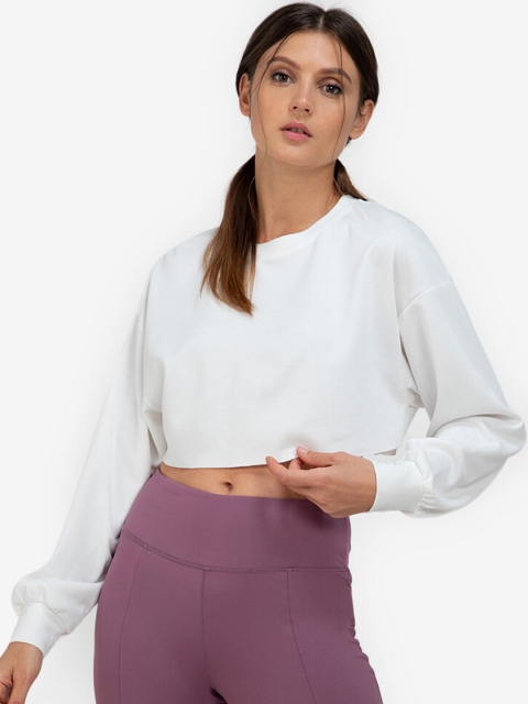 

ZALORA ACTIVE Women White Crop Sweatshirt