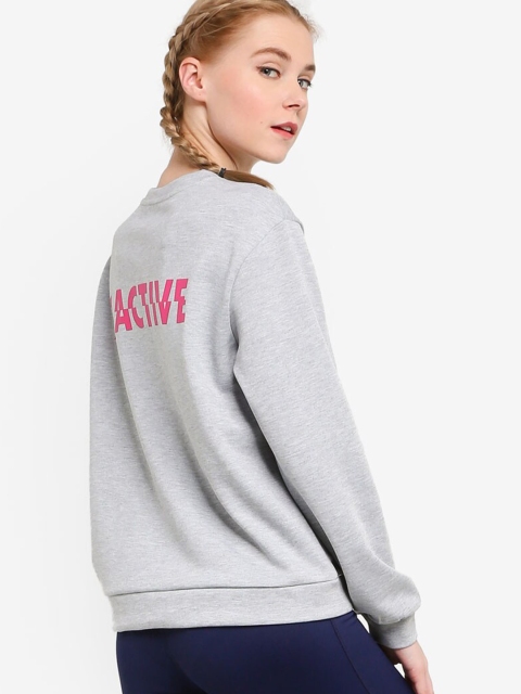 

ZALORA ACTIVE Women Grey Printed Sweatshirt