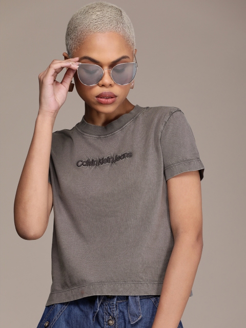 

Calvin Klein Jeans Women Grey Typography Printed T-shirt