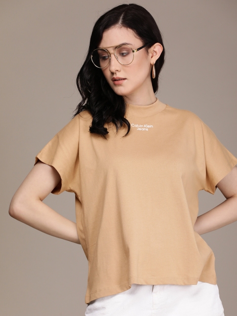 

Calvin Klein Jeans Women Brown Typography Printed Casual T-shirt