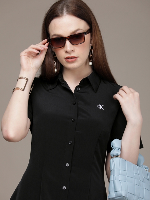 

Calvin Klein Jeans Black brand Logo Printed Shirt Dress