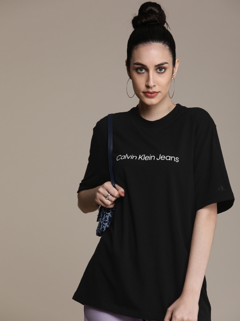 

Calvin Klein Jeans Women Black Brand Logo Printed T-shirt
