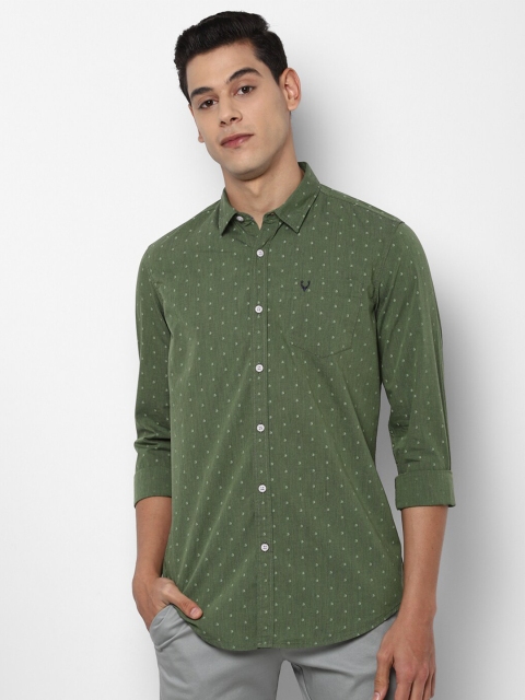 

Allen Solly Sport Men Olive Green Pure Cotton Printed Casual Shirt