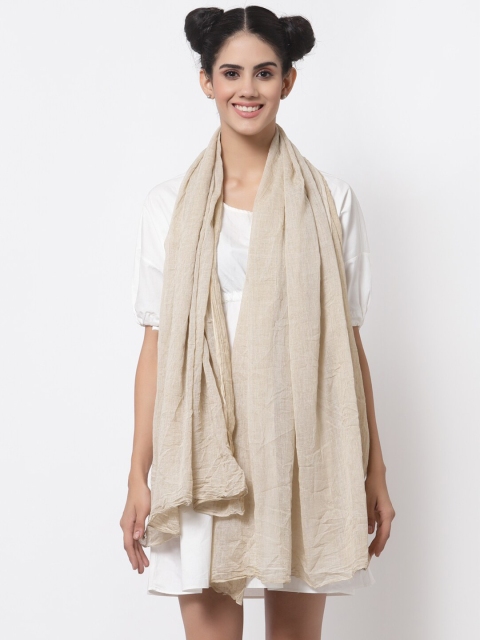 

J Style Women Cream-Coloured Solid Pure Cotton Dupatta