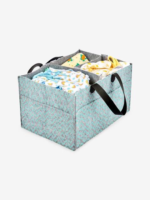 

SuperBottoms Green & Grey Ikat Chevron Diaper Caddy
