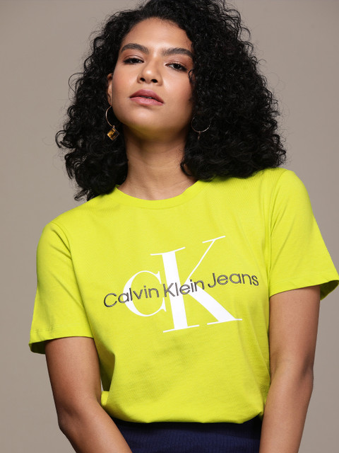 

Calvin Klein Jeans Women Green & White Printed T-shirt