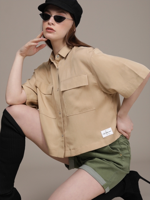 

Calvin Klein Jeans Women Brown Utility Crop Casual Shirt